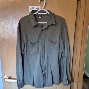 Olive Long-Sleeve Button Front Jacket